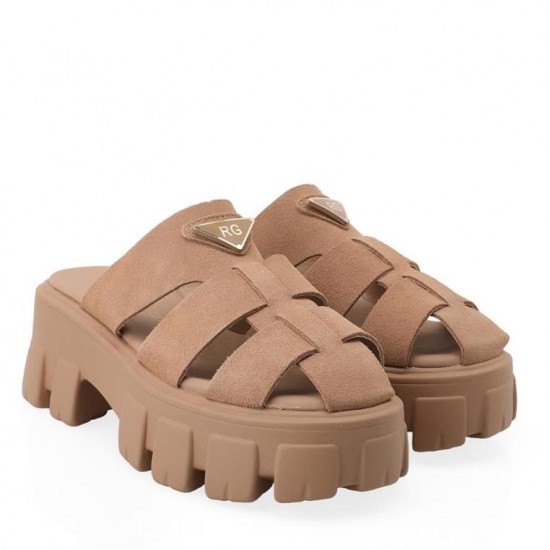 Γυναικεία Flatforms Μπέζ Δερμάτινα RENATO GARINI Γυναικεία Flatforms Μπέζ Δερμάτινα RENATO GARINI
