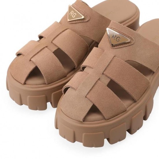 Γυναικεία Flatforms Μπέζ Δερμάτινα RENATO GARINI Γυναικεία Flatforms Μπέζ Δερμάτινα RENATO GARINI